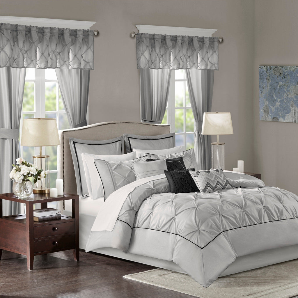 Madison Park Essentials Loretta 24-Piece Room in a Bag with Window Panels and Sheet Set