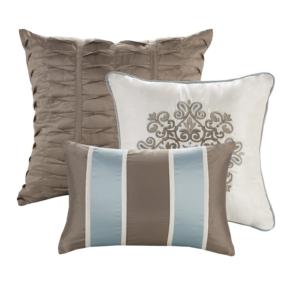 Madison Park Lorraine Blue Jacquard 7-Piece Comforter Set