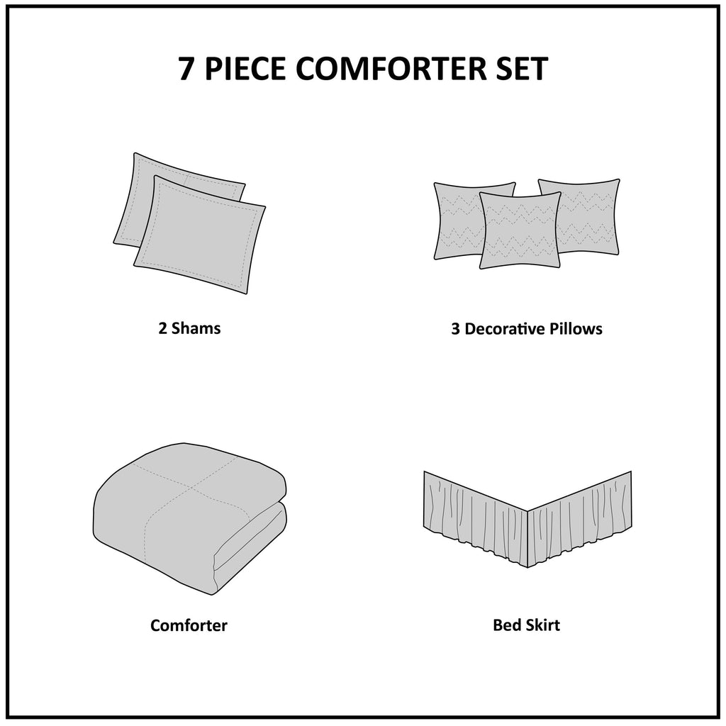 Madison Park Pacific Grove 7 Piece Cotton Sateen Comforter Set