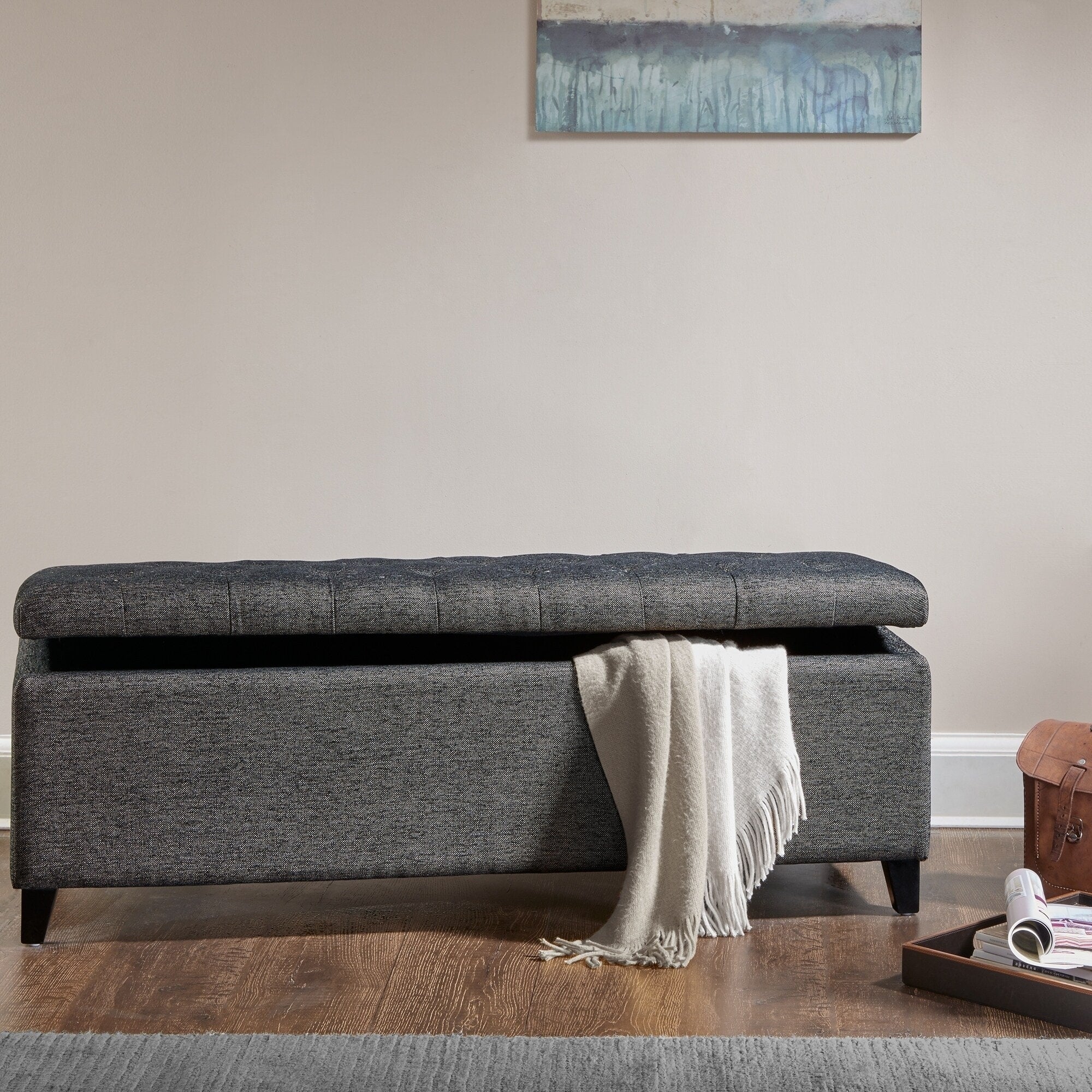 Madison Park Sasha Tufted Top Upholstered Storage Bench
