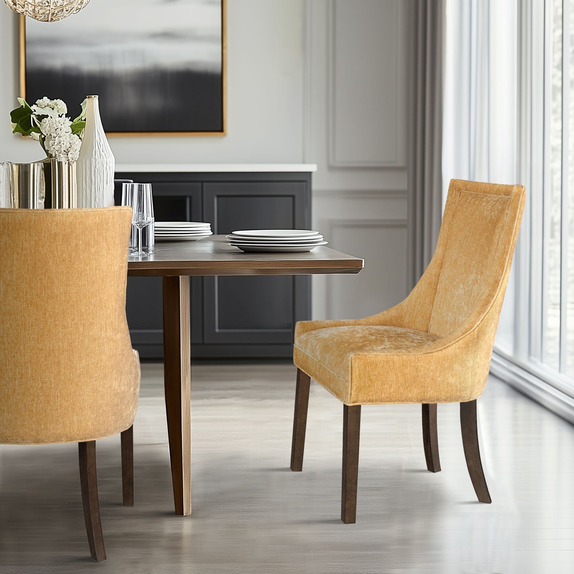 Madison Park Signature Ultra Upholstered Dining Side Chairs With Wood Legs (Set of 2) - N/A