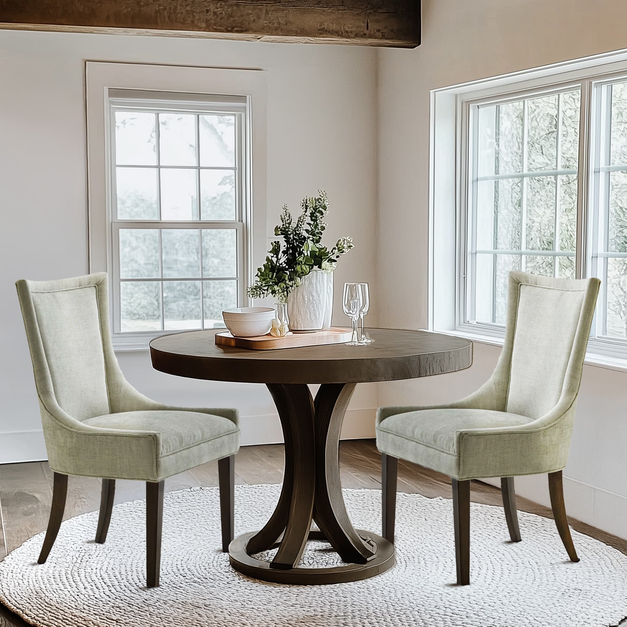 Madison Park Signature Ultra Upholstered Dining Side Chairs With Wood Legs (Set of 2) - N/A