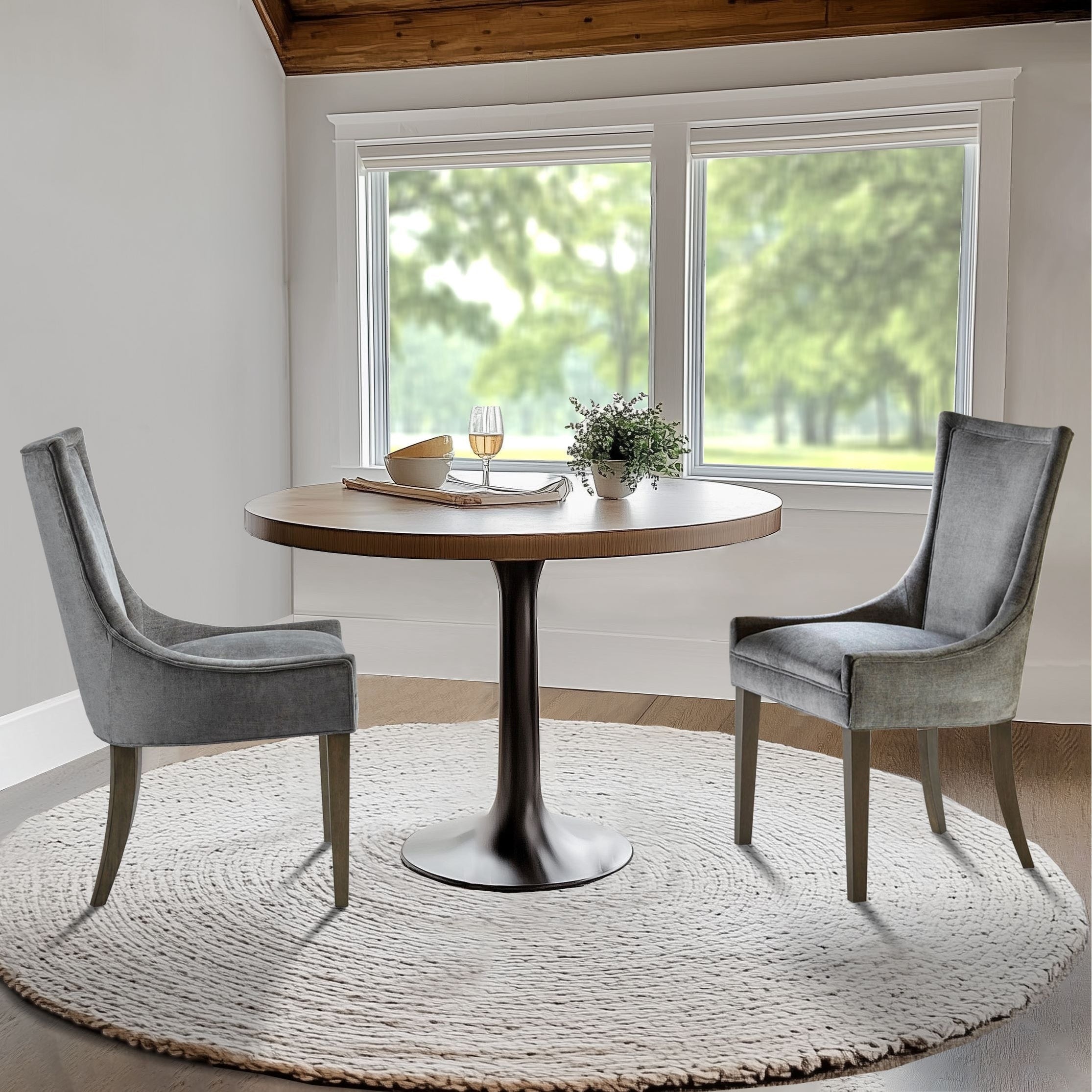Madison Park Signature Ultra Upholstered Dining Side Chairs With Wood Legs (Set of 2) - N/A
