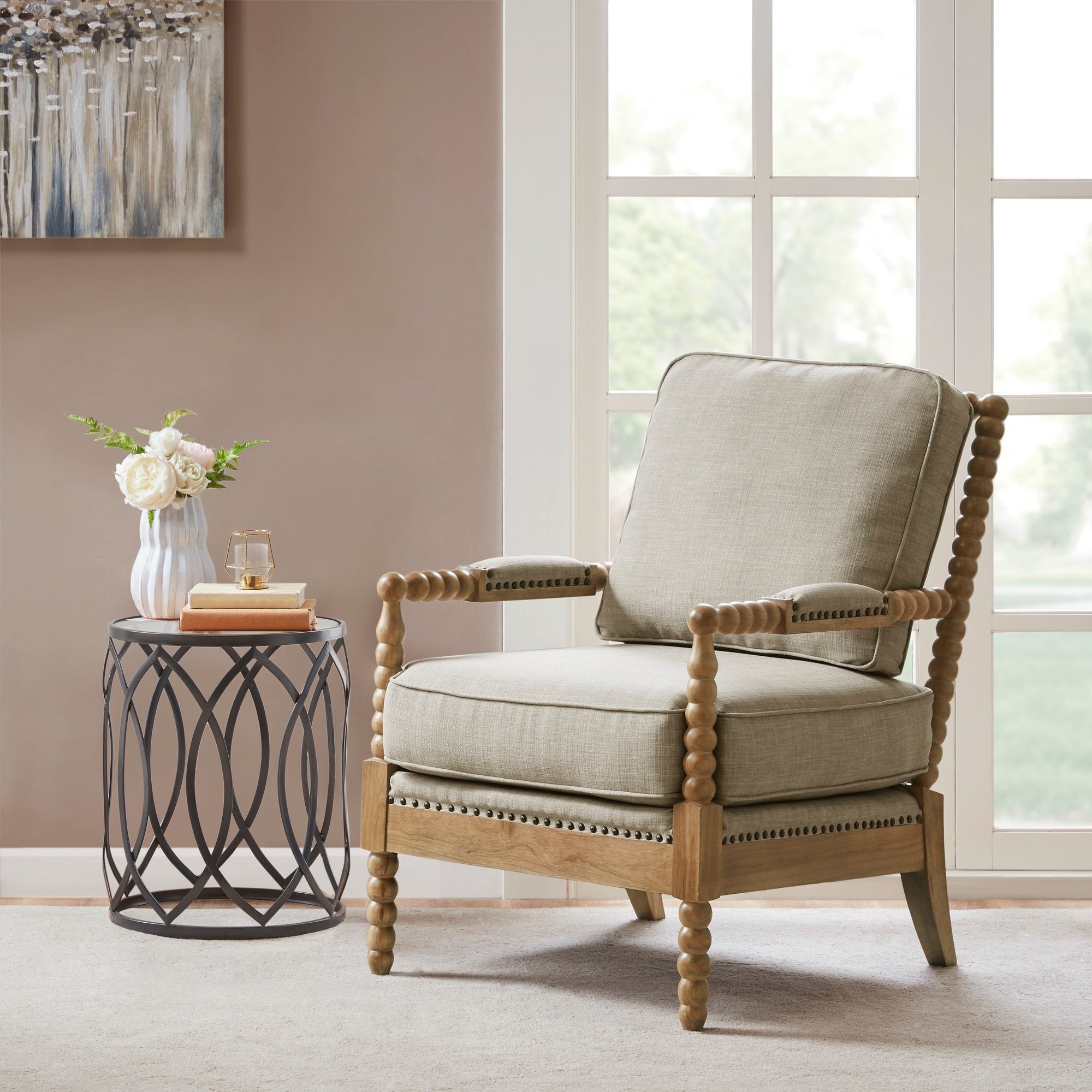 Madison Park Donohue Turned Wood Frame Armchair
