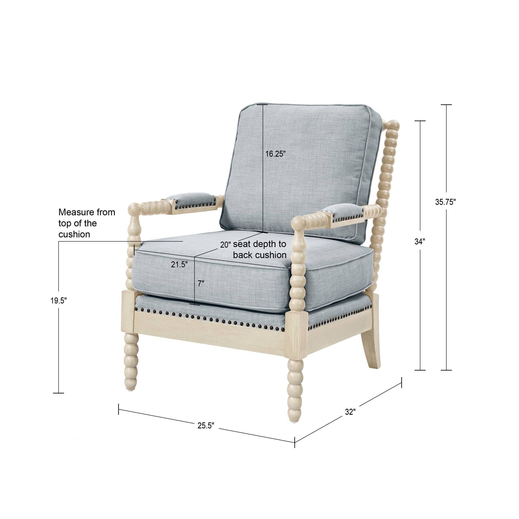 Madison Park Donohue Turned Wood Frame Armchair