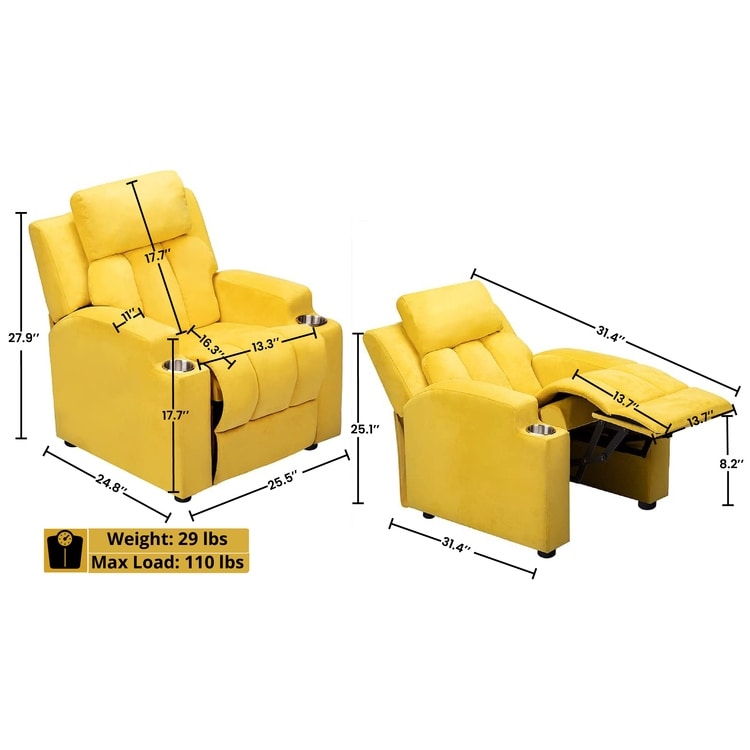 Magic Seats for Superheroes  Princesses, Super Deluxe Kids Recliner with Footrest, Headrest, 2 Cup Holders