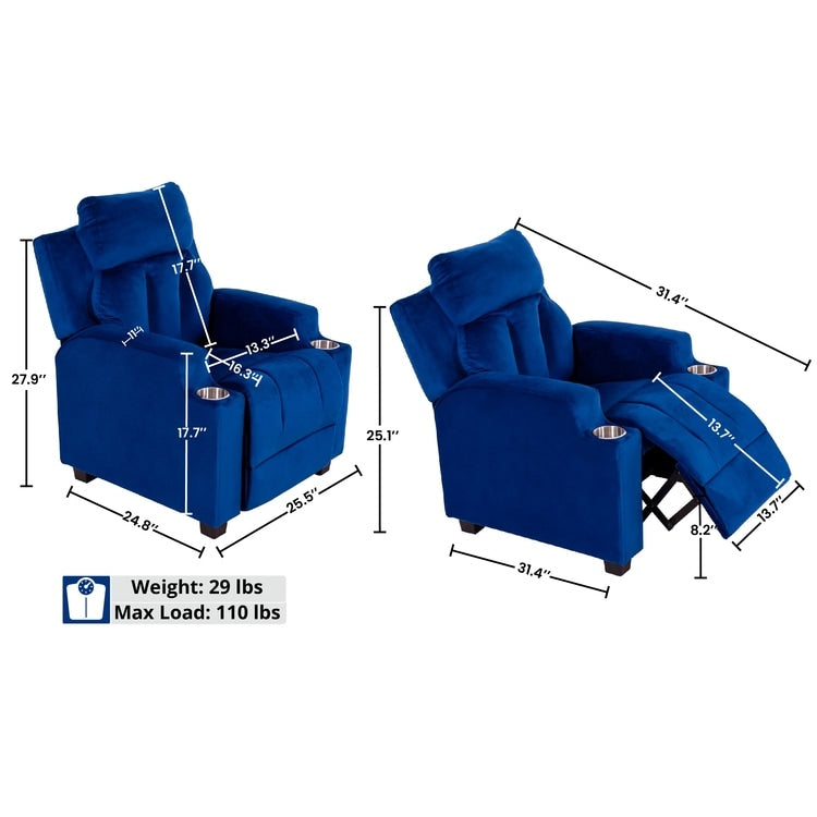 Magic Seats for Superheroes  Princesses, Super Deluxe Kids Recliner with Footrest, Headrest, 2 Cup Holders