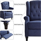 Pushback Recliner Chair, Fabric Armchair Push Back Recliner with Rivet Decoration, Single Sofa Accent Chair