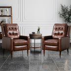 Pushback Recliner Chair, Fabric Armchair Push Back Recliner with Rivet Decoration, Single Sofa Accent Chair