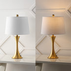 Makena 22.75 Modern Glam Iron Hourglass LED Table Lamp with USB Charging Port, (Set of 2) by JONATHAN Y