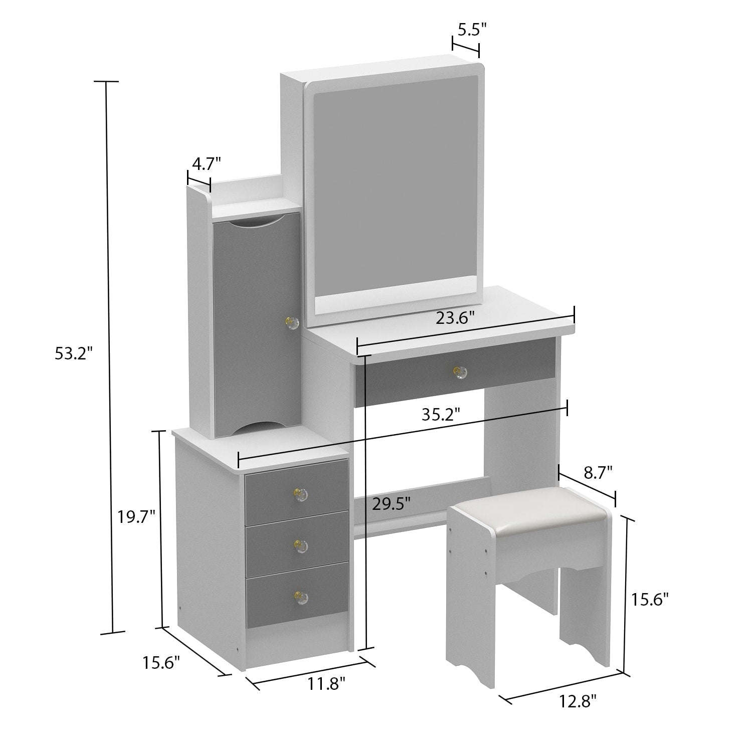 Makeup Vanity Set with Mirror and stool