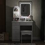Makeup Vanity Set Table With LED Light &Mirror & Stool