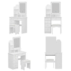 Makeup Vanity Set Table With LED Light &Mirror & Stool