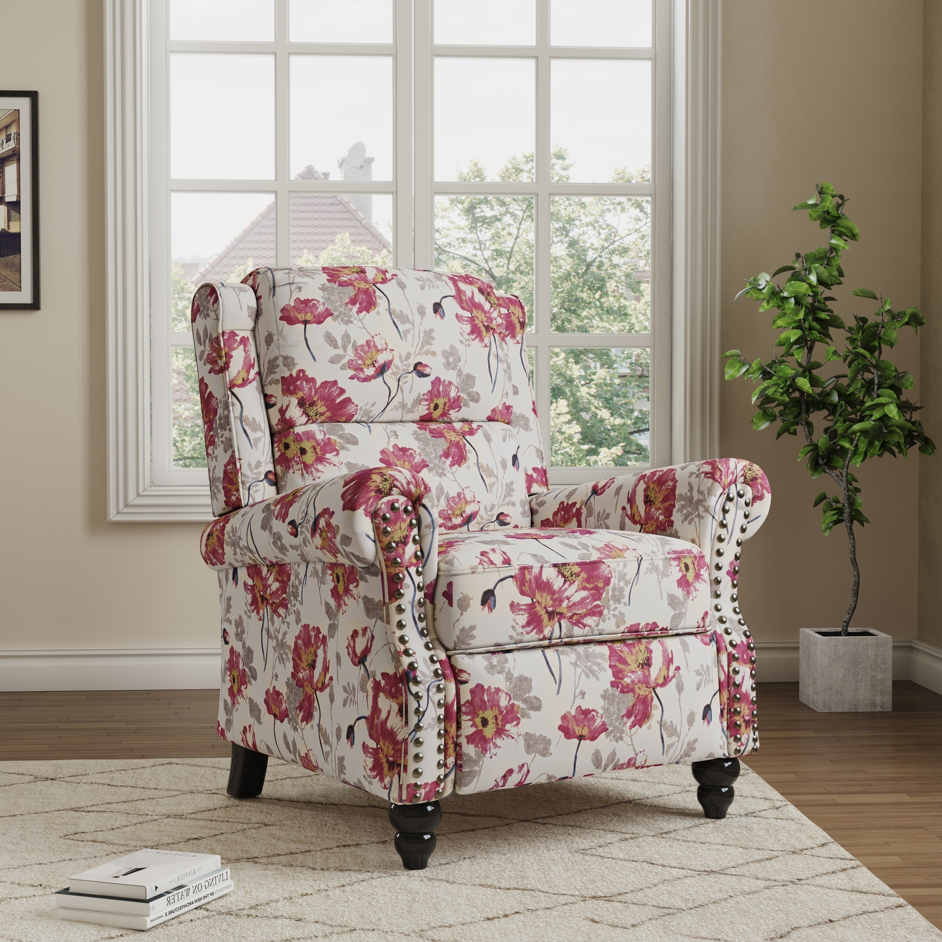 Manual Pushback Recliner Chairs with Nailhead Trim