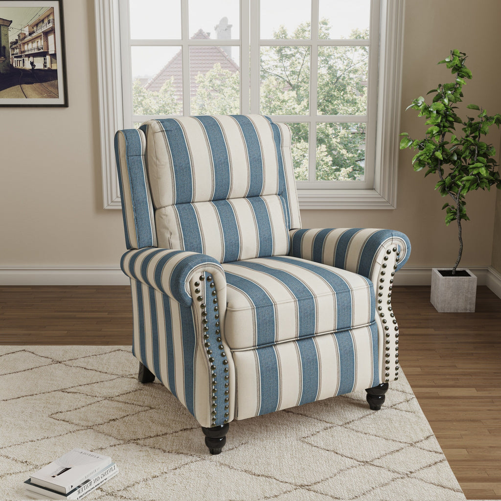 Manual Pushback Recliner Chairs with Nailhead Trim