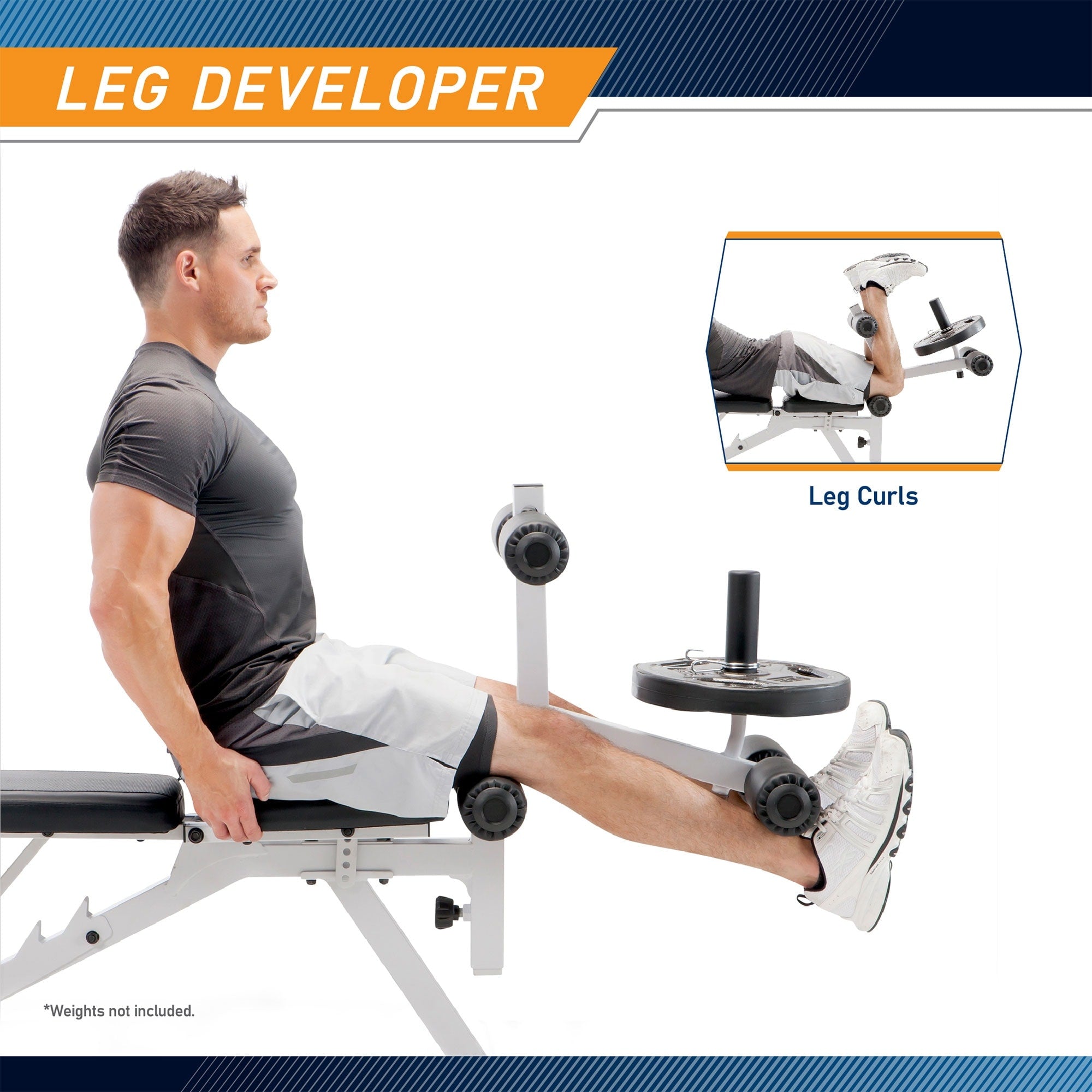 Marcy Powder Coated Steel Home Gym Multipurpose Adjustable Weight Bench, White - 65 x 23 x 46.5 inches