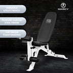 Marcy Powder Coated Steel Home Gym Multipurpose Adjustable Weight Bench, White - 65 x 23 x 46.5 inches