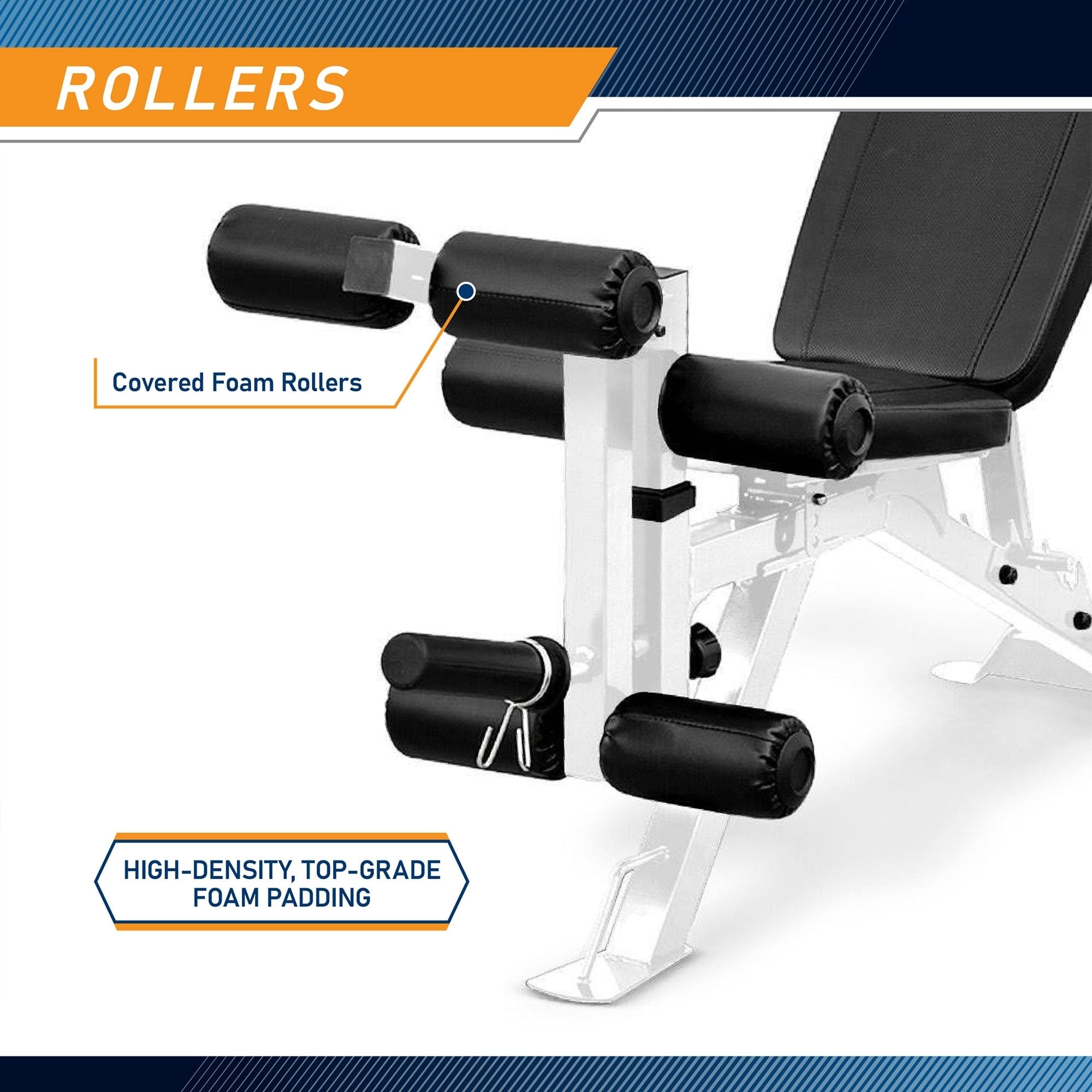 Marcy Powder Coated Steel Home Gym Multipurpose Adjustable Weight Bench, White - 65 x 23 x 46.5 inches