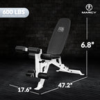 Marcy Powder Coated Steel Home Gym Multipurpose Adjustable Weight Bench, White - 65 x 23 x 46.5 inches