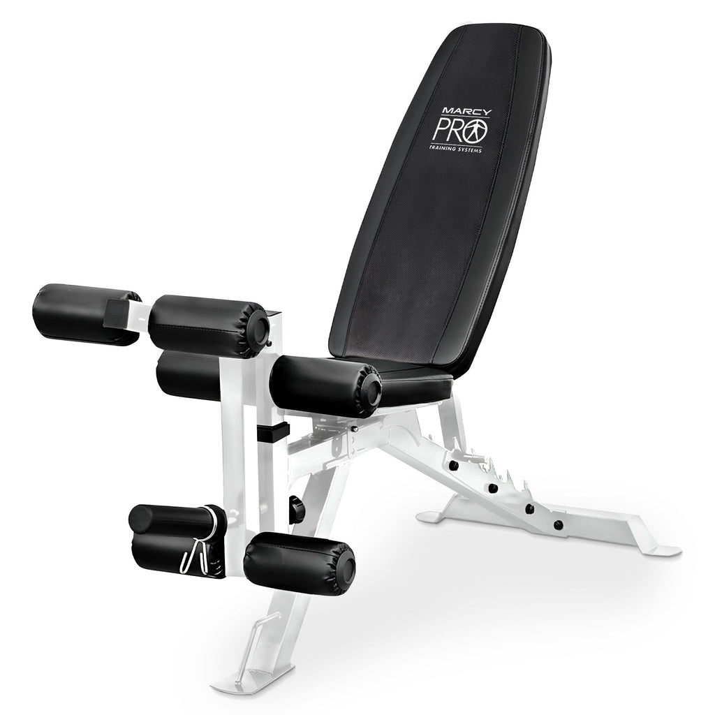 Marcy Powder Coated Steel Home Gym Multipurpose Adjustable Weight Bench, White - 65 x 23 x 46.5 inches