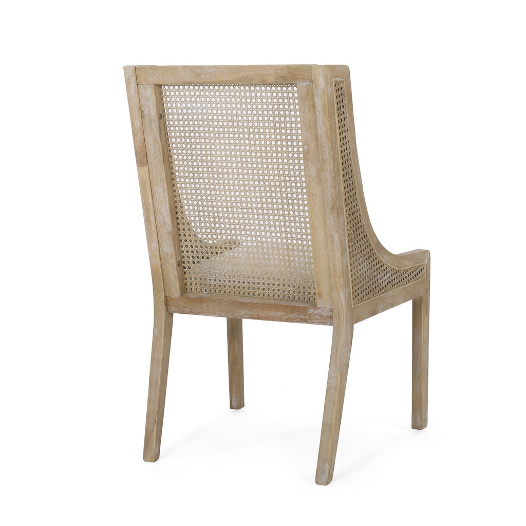 Maurers Cane and Wood Upholstered Dining Chairs (Set of 2) by Christopher Knight Home
