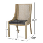 Maurers Cane and Wood Upholstered Dining Chairs (Set of 2) by Christopher Knight Home
