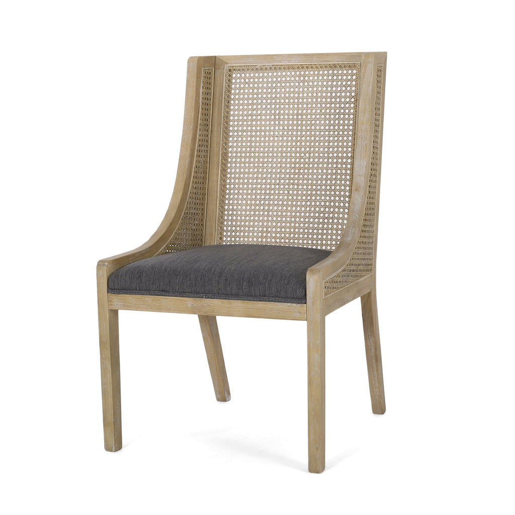 Maurers Cane and Wood Upholstered Dining Chairs (Set of 2) by Christopher Knight Home