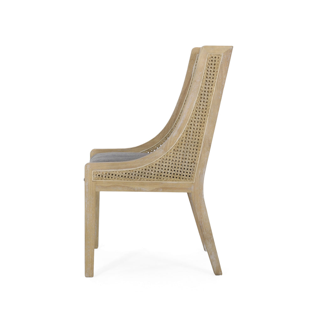 Maurers Cane and Wood Upholstered Dining Chairs (Set of 2) by Christopher Knight Home
