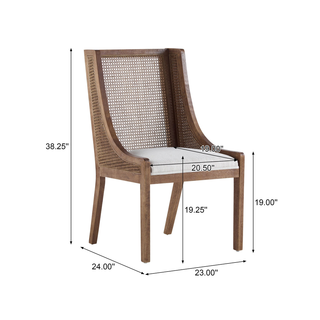 Maurers Cane and Wood Upholstered Dining Chairs (Set of 2) by Christopher Knight Home