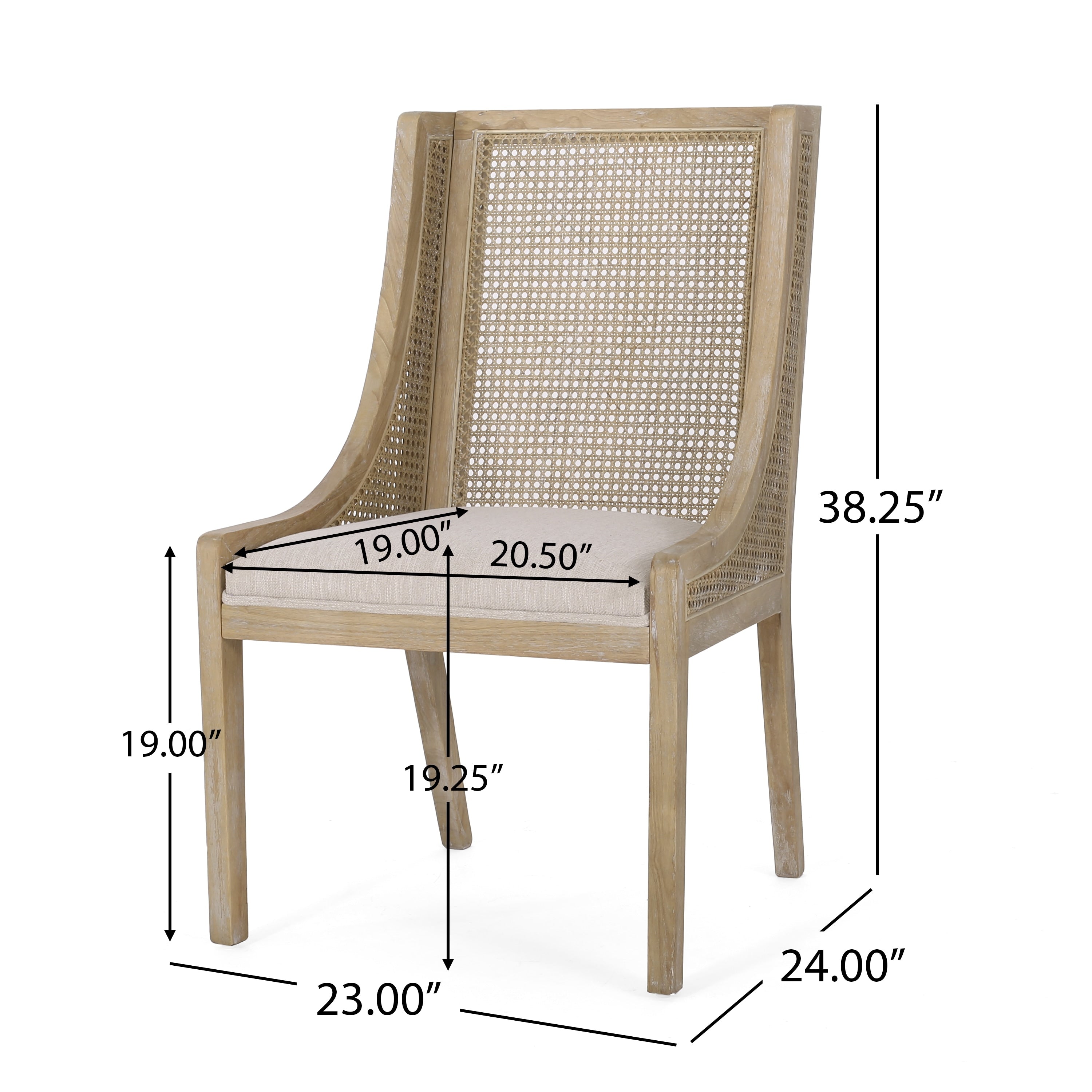 Maurers Cane and Wood Upholstered Dining Chairs (Set of 2) by Christopher Knight Home