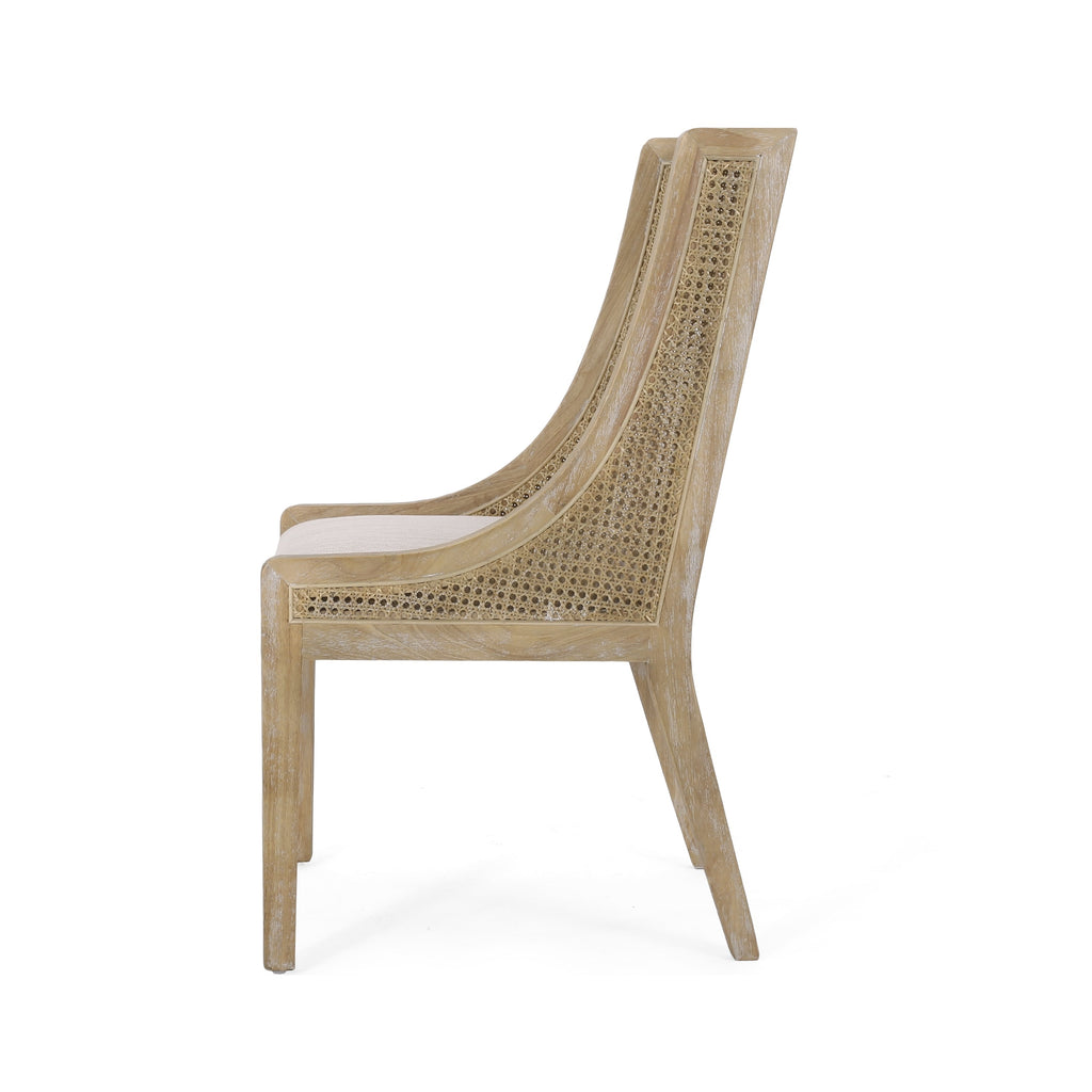 Maurers Cane and Wood Upholstered Dining Chairs (Set of 2) by Christopher Knight Home