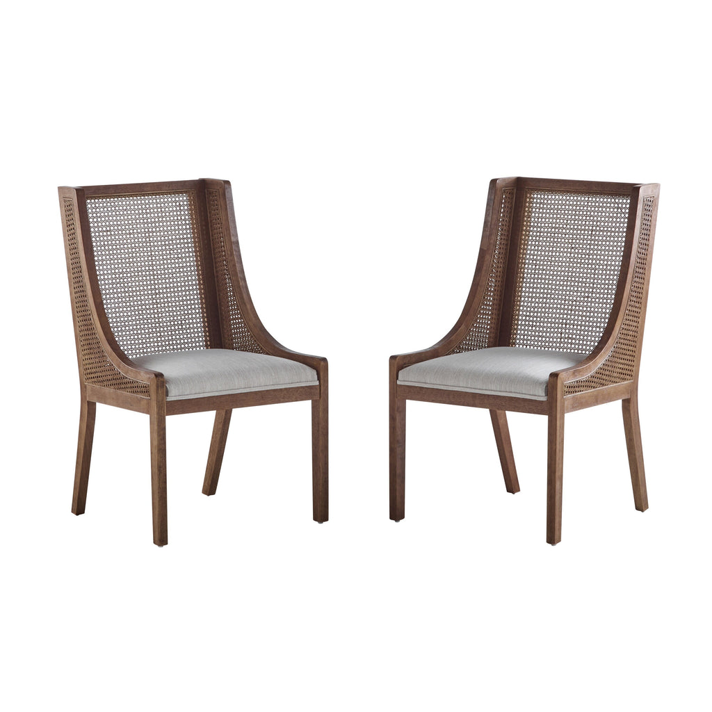 Maurers Cane and Wood Upholstered Dining Chairs (Set of 2) by Christopher Knight Home