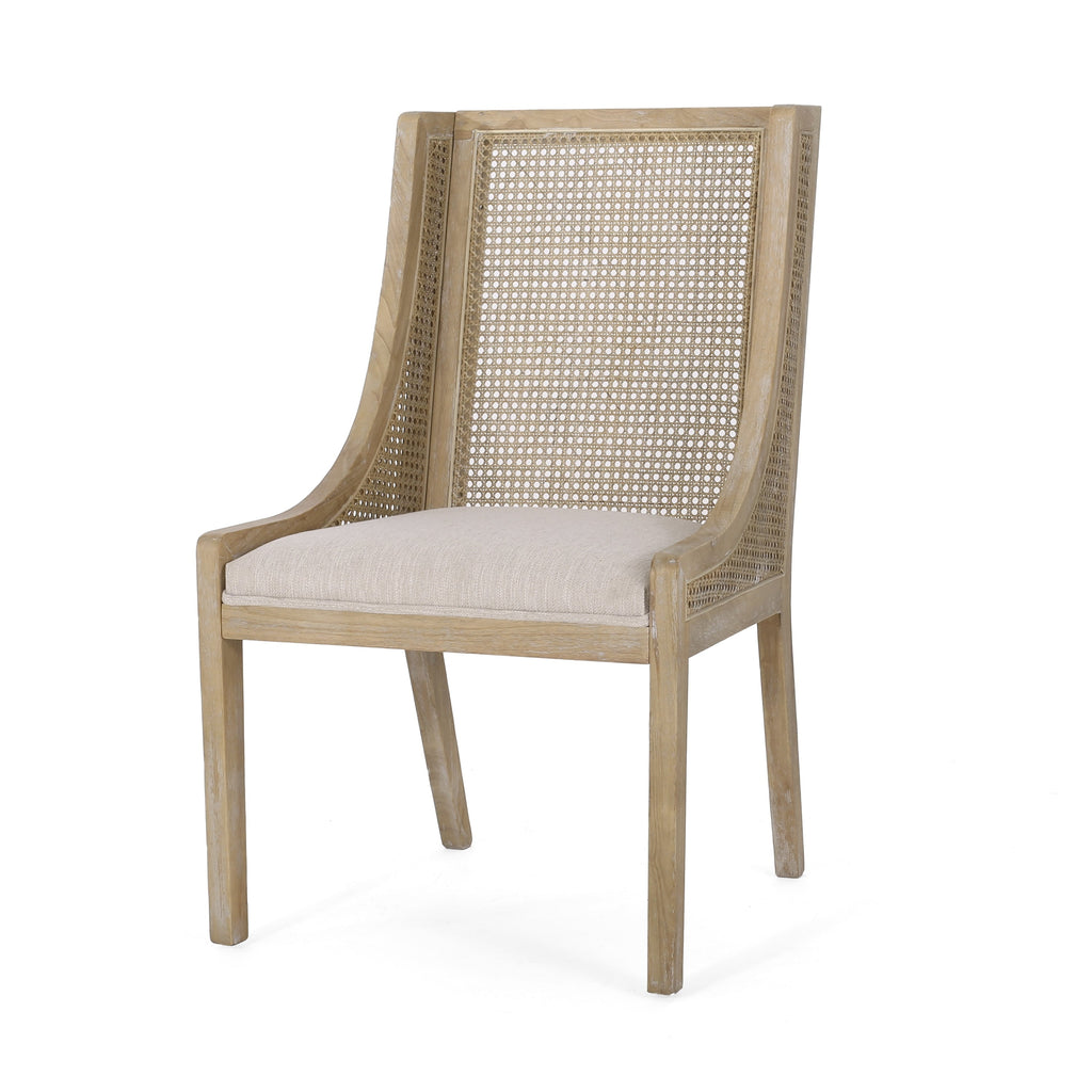 Maurers Cane and Wood Upholstered Dining Chairs (Set of 2) by Christopher Knight Home