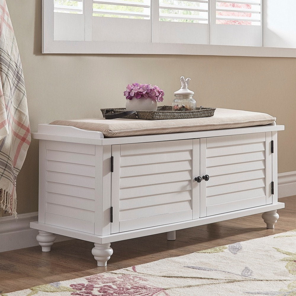 Maybelle Velvet Cushion Shutter Door Storage Bench by iNSPIRE Q Classic
