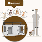 Mcombo Large Dog Crate Furniture TV Stand,Wooden Dog Kennel with Double Doors 1861