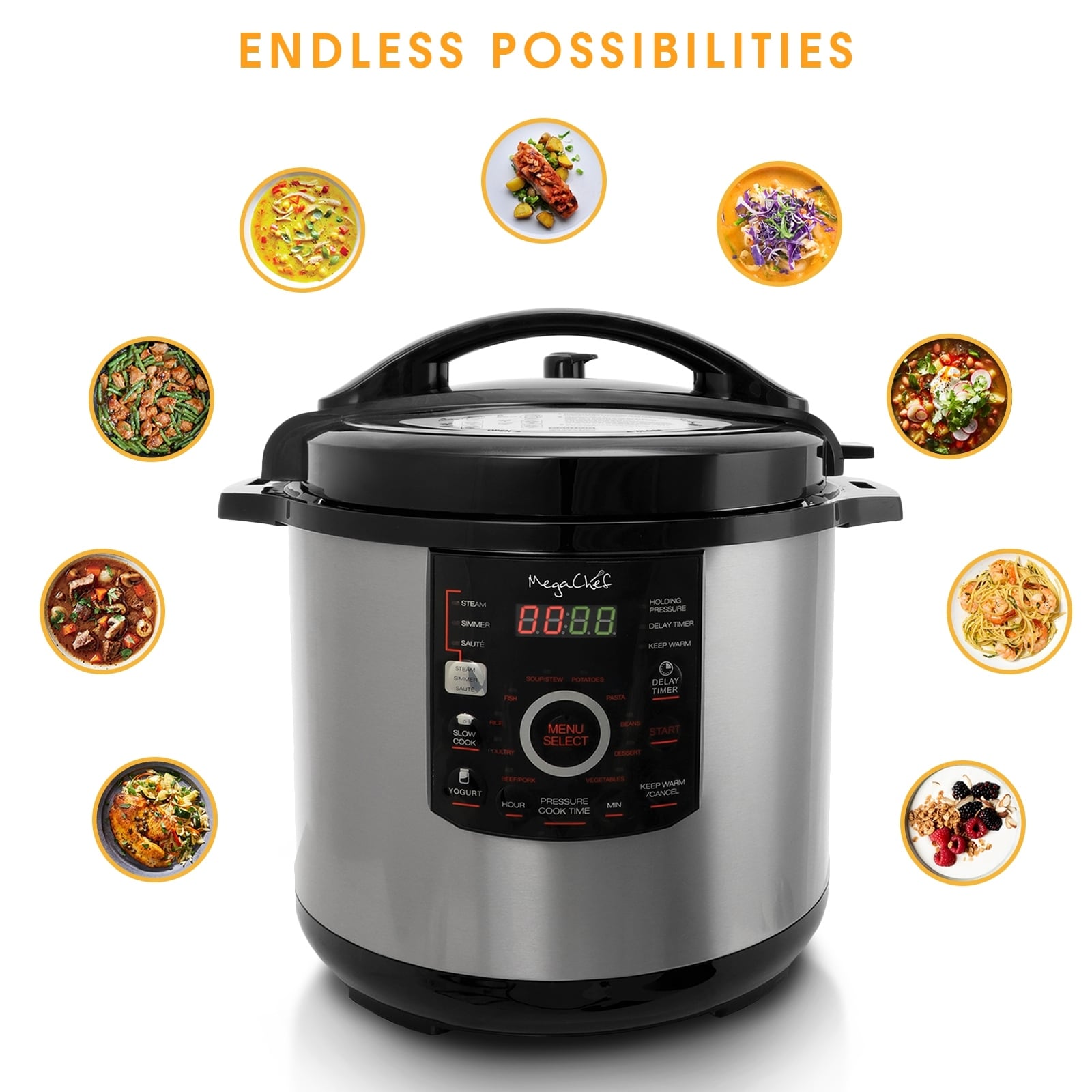 Megachef 12-quart Steel Digital 15-preset Pressure Cooker