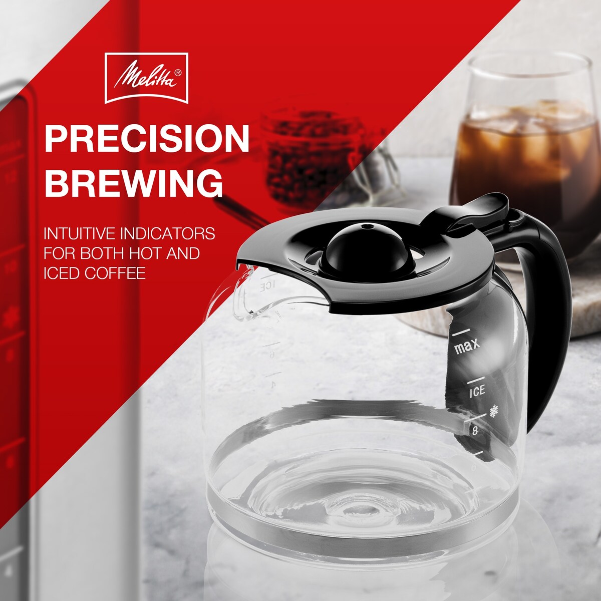 Melitta Aroma Tocco Plus 12-cup Hot and Iced Drip Coffee Maker with Glass Carafe and Touch Control Display