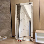 Metallic Stylish Beveled Reflective Silver Full Length Wall Mirror