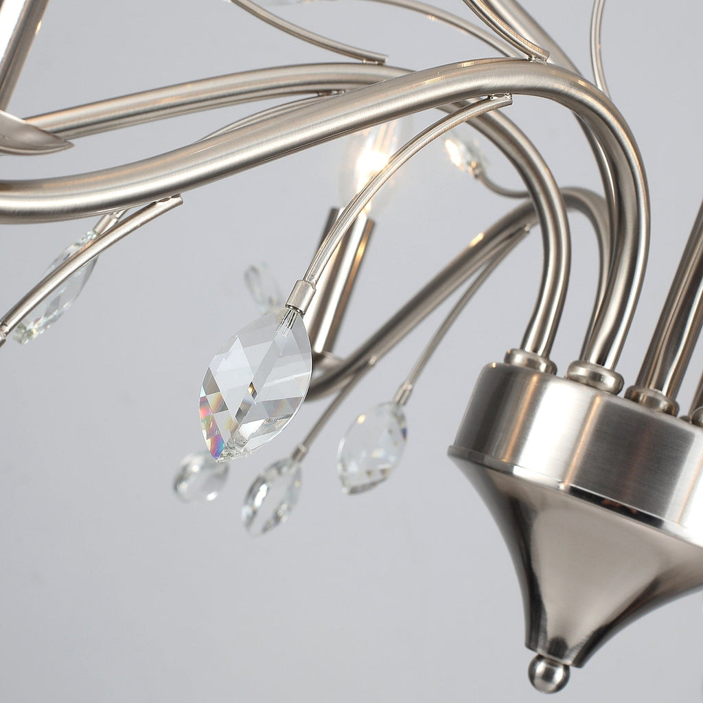 Farmhouse Retro Tree Branch Crystal Chandelier Candle-Style Pendant Light
