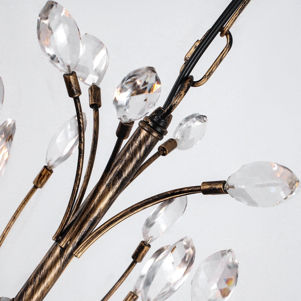Farmhouse Retro Tree Branch Crystal Chandelier Candle-Style Pendant Light