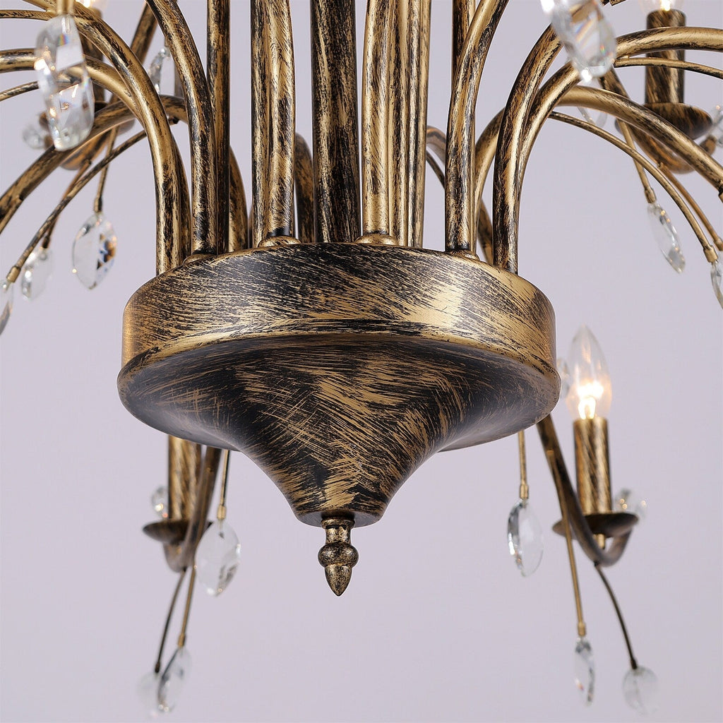 Farmhouse Retro Tree Branch Crystal Chandelier Candle-Style Pendant Light