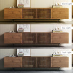 Mid-Century Modern TV Stand with 4 Doors Storage Cabinets, Fits TVs Up to 100 Inches, Living Room Entertainment Center