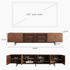 Mid-Century Modern TV Stand with 4 Doors Storage Cabinets, Fits TVs Up to 100 Inches, Living Room Entertainment Center