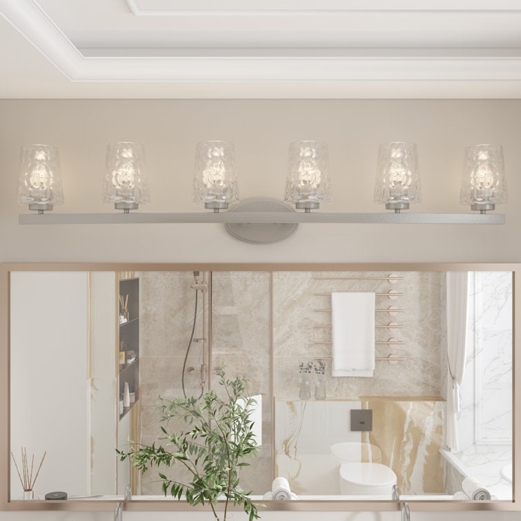 Mid-century Modern 6-light LED Dimmable Bathroom Vanity Light with Art Glass - 51 inches