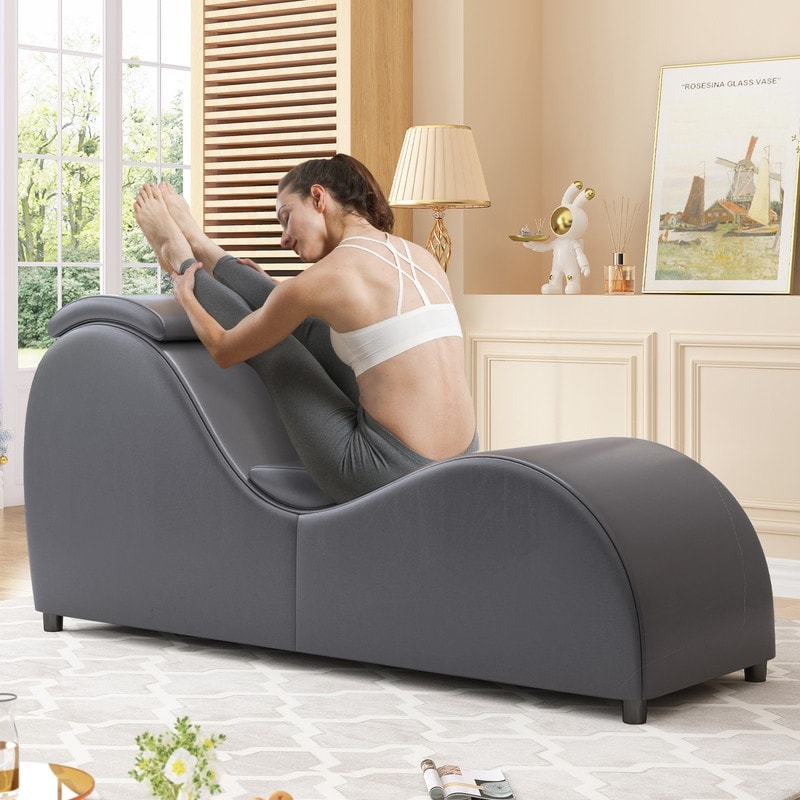 Mixoy Indoor Yoga Chair,Curved Yoga Chaise Lounge Chair for Adults Stretching Exercising Relaxing