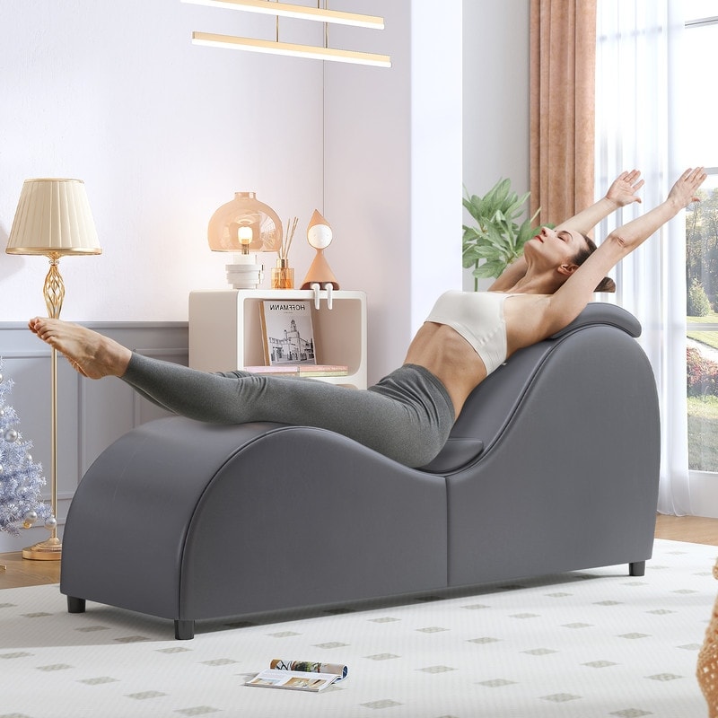 Mixoy Indoor Yoga Chair,Curved Yoga Chaise Lounge Chair for Adults Stretching Exercising Relaxing
