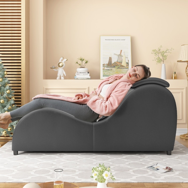 Mixoy Indoor Yoga Chair,Curved Yoga Chaise Lounge Chair for Adults Stretching Exercising Relaxing