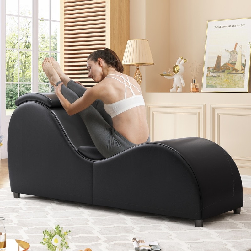 Mixoy Indoor Yoga Chair,Curved Yoga Chaise Lounge Chair for Adults Stretching Exercising Relaxing