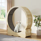 Moasis 43.3 inch Wood Large Cat Treadmill Exercise Running Wheel with Carpeted Runway