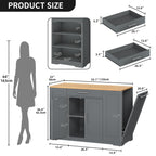 Moasis 53-inch Rolling Kitchen Island Storage Cabinet Portable Mobile Kitchen Cart